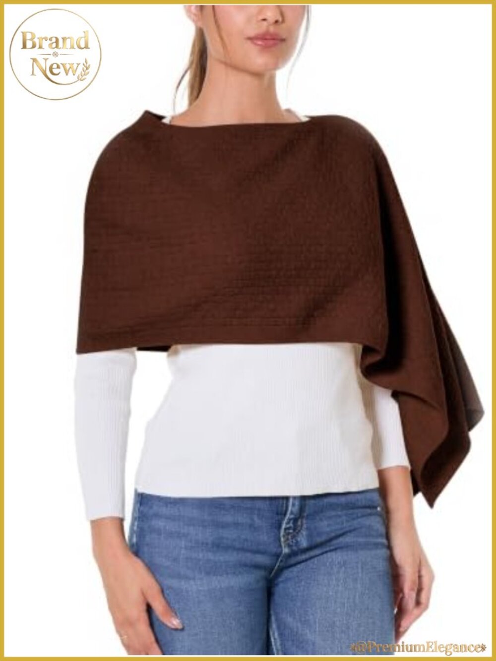 Knitted Shawl Wrap Poncho Cape Lightweight Acrylic Nylon